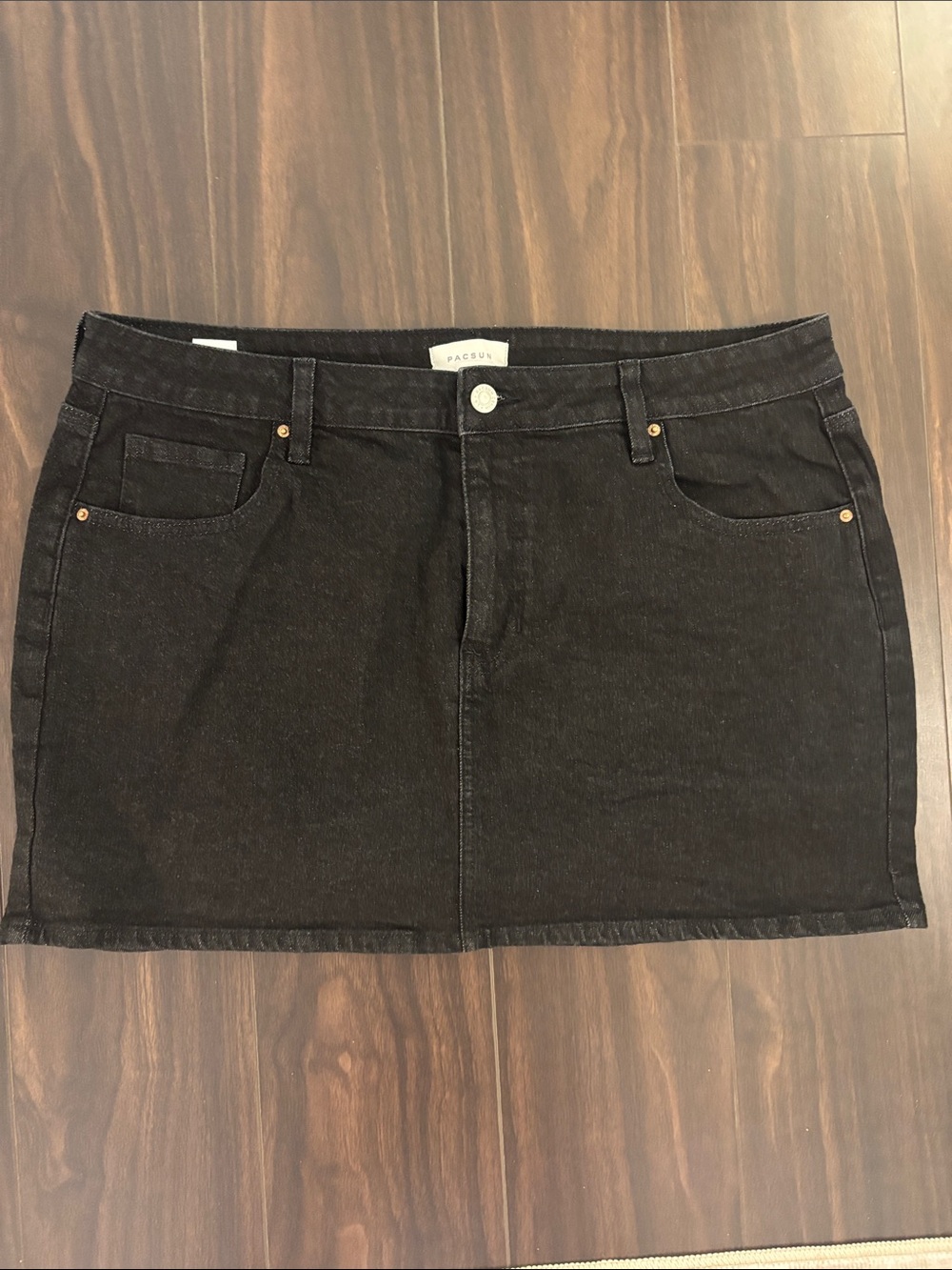 PacSun Black Denim Button-Front Mini Skirt